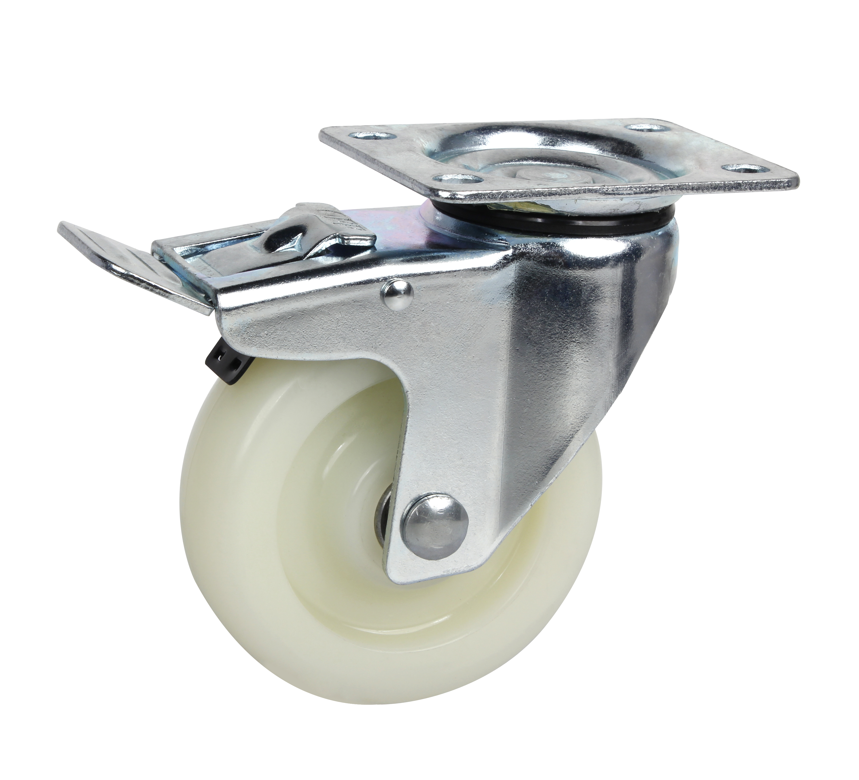 3' 白色 PP 刚性/旋转制动脚轮