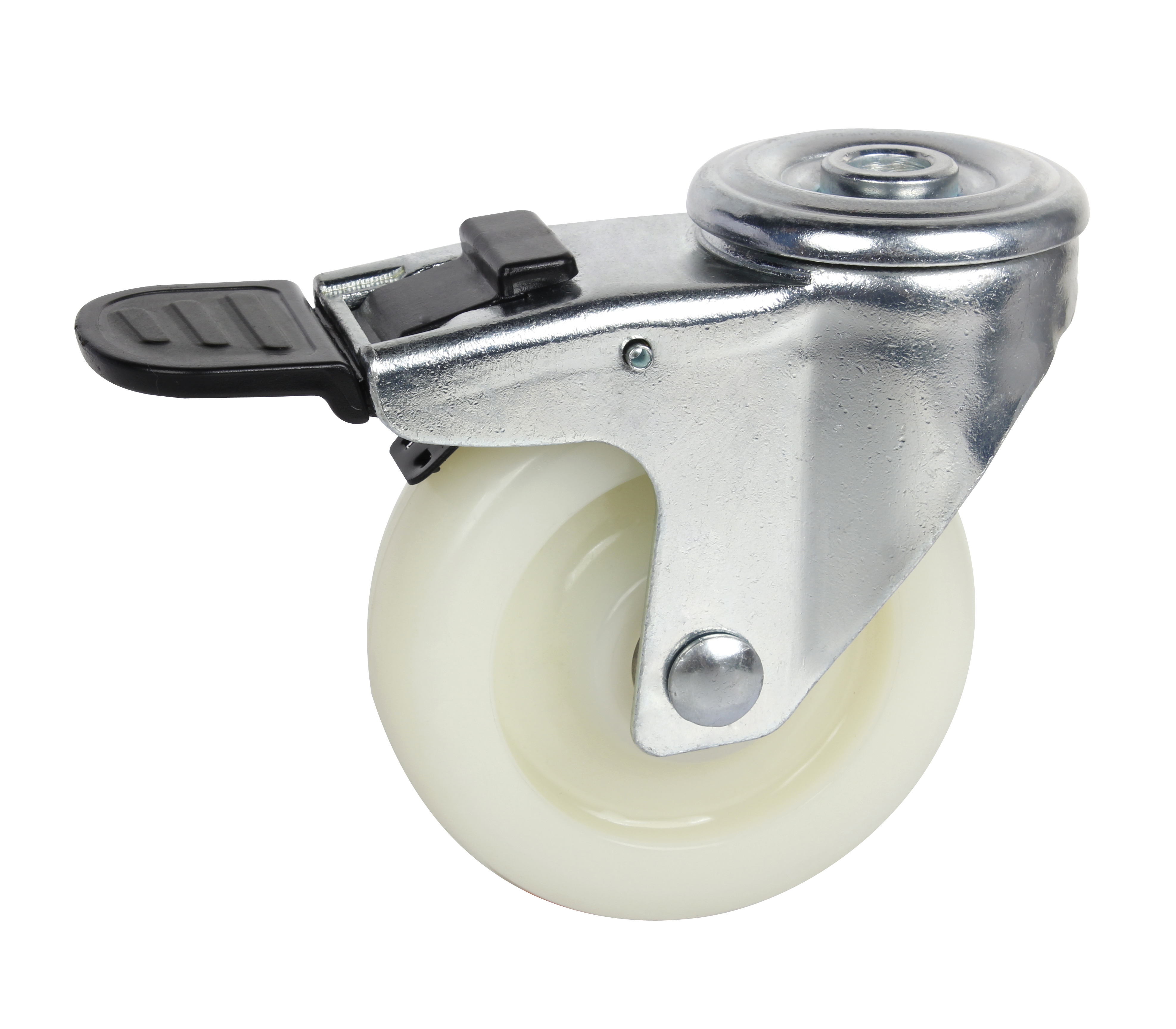 3' 白色 PP 刚性/旋转制动脚轮