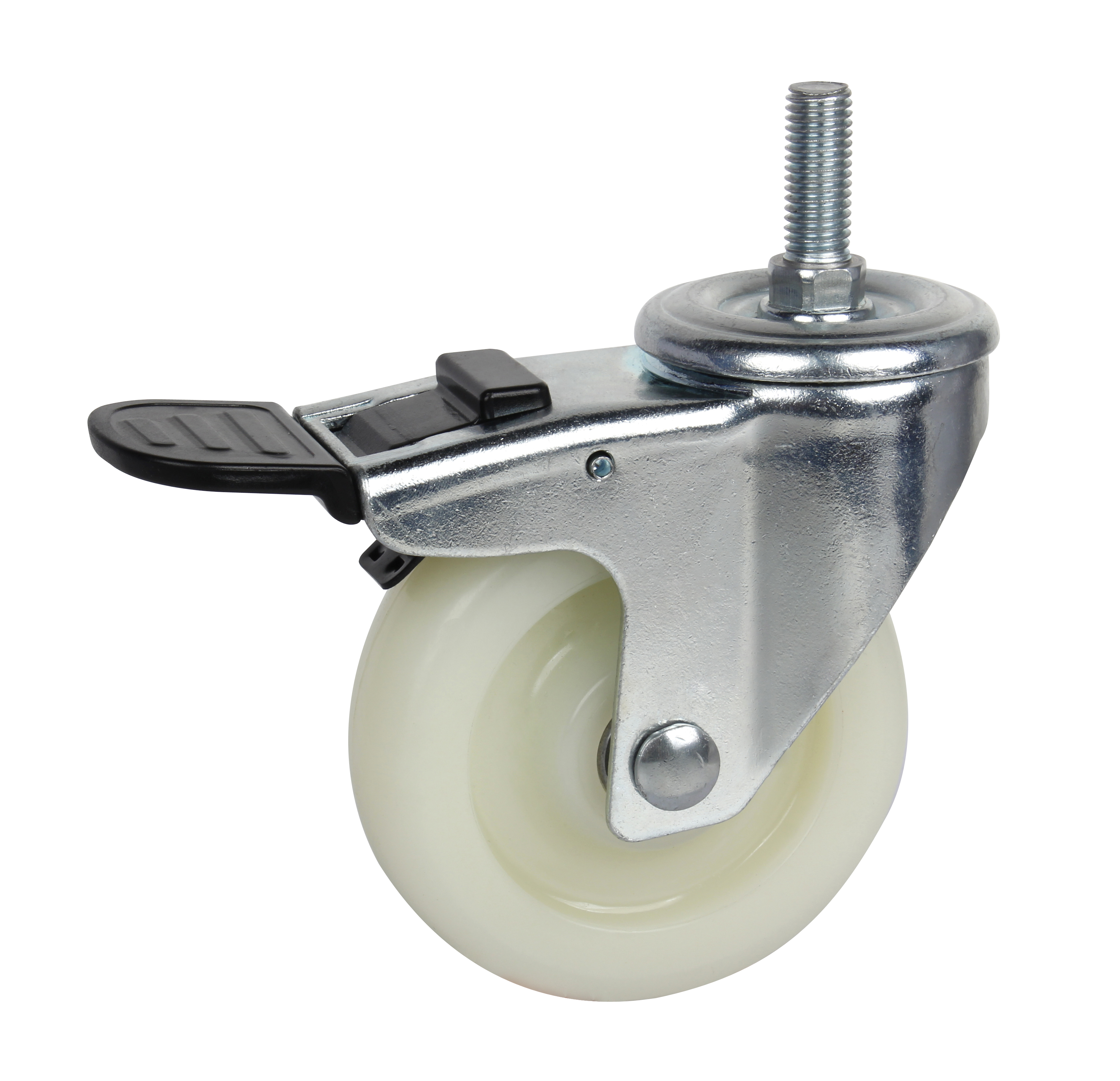 3' 白色 PP 刚性/旋转制动脚轮