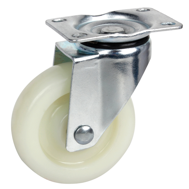 3' 白色 PP 刚性/旋转制动脚轮